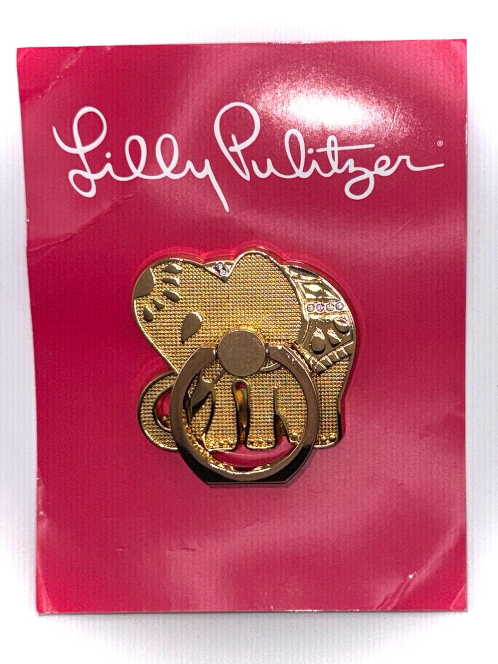 Lilly Pulitzer Gold Elephant Phone Ring NWT